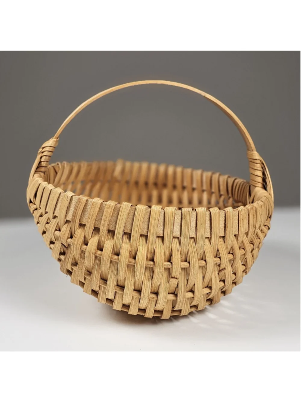 Vintage Woven Buttocks Basket - Appalachian Egg Gathering Melon Basket, 8